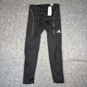 Addias Saturday Runnig Tights Men Medium Black Stretch Train Gym Drawstring NWT